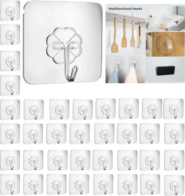 Handybee PVC Wall Hooks without screw Drill for Kitchen and Bathroom 5kg (Max) Hook 36(Pack of 36)