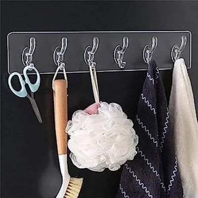 Sahaj Enterprise 6 in 1 Self Adhesive Wall Hooks havy Hook 6(Pack of 1)