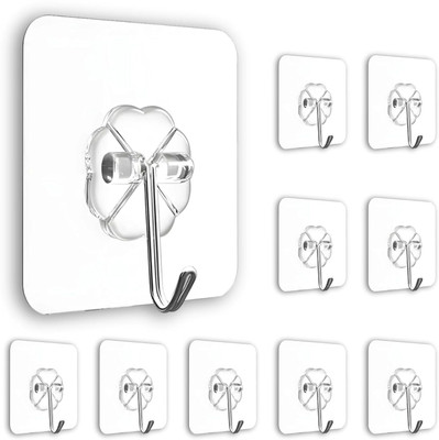 vhbie Self-Adhesive Sticker Hooks for Wall Hook 1(Pack of 10)