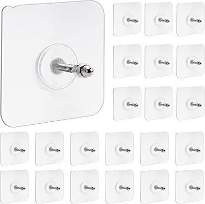 VESTURA Self Adhesive Sticker Hanger | No-Drill Plastic Wall Hooks Hook 20(Pack of 20)