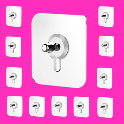 BZILO Pack of 25 Self Adhesive Wall Hooks for Hanging Without Nail with Screw L_15 Hook 25(Pack of 25)