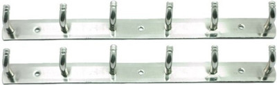 Umar Craft Stainless Steel 6 Pin pack of 2 Bathroom Cloth Hooks Hanger Hook Rail 6(Pack of 2)
