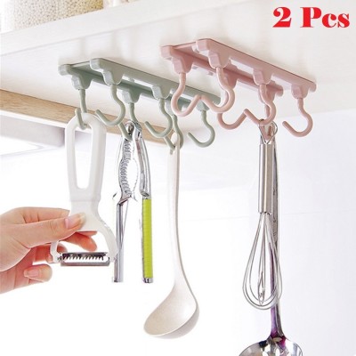 ZURU BUNCH Kitchen Utensil Rack Holder Hooks Ceiling Wall Cabinet Hanging Storage Organizer Hook 6(Pack of 2)