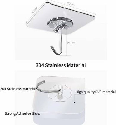 Tlismi Pack of 10 New ABS Hook Towel Hanger for Kitchen/Bathroom/Utensil PINX10.864 Transparent Towel Holder(Plastic, Stainless Steel)
