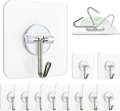 AllinCart Transparent Self Adhesive Wall Hook | Waterproof, Heavy Duty Utility Hook Hook 1(Pack of 20)