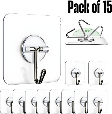 DALUCI Strong Adhesive Wall Hooks, Hanging Hooks, Hanger Holder for Kitchen & Bathroom Hook 15(Pack of 15)