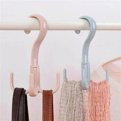 SJK Scarf Tie Rack Hook for Close Organizer 4 Claws 360 Degree Rotating,(PACK OF 2) Accessories Organizer