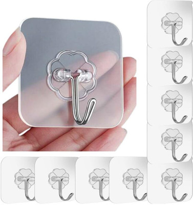 DENFY Adhesive Wall Hooks for Hanging Kitchen Household Hook 10(Pack of 10)