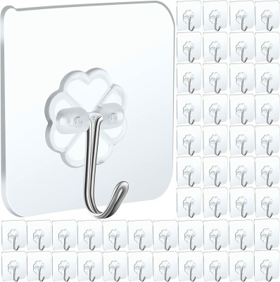 Handybee Self-Adhesive Sticky Hooks for Wall| Waterproof Sticky Heavy-Duty Rustproof Hook 50(Pack of 50)