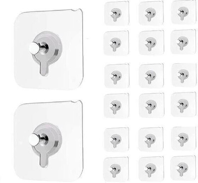 E-ECL Photo Frame Nail Adhesive Hooks for Wall Without Drilling Heavy Duty Waterproof Hook 20(Pack of 20)