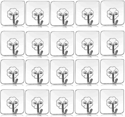 Shalvi Adhesive Hooks for Wall, Sticky Wall Hook for Hangers,Bedroom,Bathroom hangings Hook 20(Pack of 20)