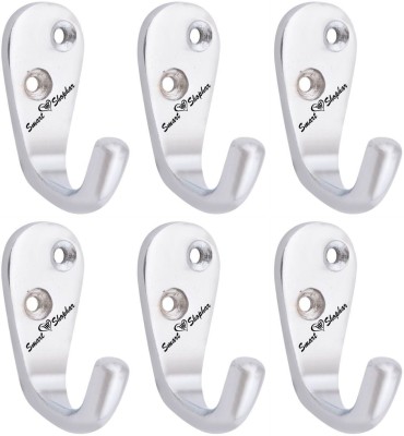Smart Shophar Aluminium Alloys Wall hook Single Jack 1 leg for home storage Key organizer Hook 1(Pack of 6)