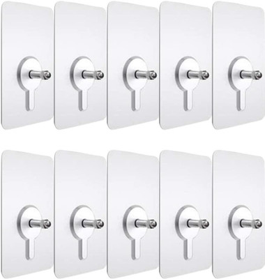 Mouniiha Nail Free Wall Screw Adhesive Non-Trace No Drilling Bathroom Installation Hook 10(Pack of 10)