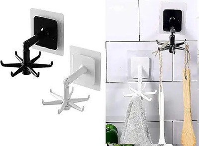 SJK Wall mounting Self Adhesive 360 Degree Rotating Hook for Hanging(Pack of 2) Accessories Organizer