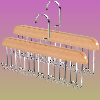 Fytrion 8 HOOK WOODEN HANGER STORAGE HANGERS Hook 8(Pack of 2)