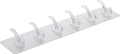 JIALTO Wall Hanger Hooks for Cloth Hanger for Wall Strong Self Adhesive Magic Sticker Hook 6(Pack of 1)