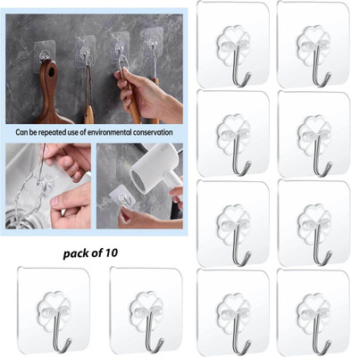 SJK (Pack of 10 )New ABS Hook Towel Hanger for Kitchen/Bathroom/0.239 Hook 10(Pack of 1)