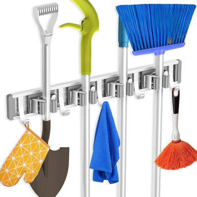 JIALTO Broom Holder Silver Wall Mounted Hook 4(Pack of 1)