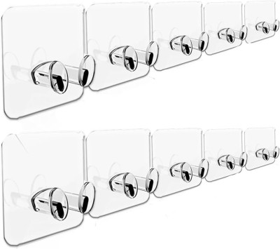 QARB Multifunctional Power Plugs Socket Holder | Wall Mounted Transparent Wall Hook 10(Pack of 10)