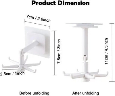 SJK Wall mounting Self Adhesive 360 Degree Rotating Hook for Hanging(Pack of 2) Hook 6(Pack of 1)
