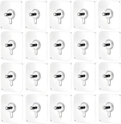 MERCEHIVE Nail Free Wall Hook Screw Adhesive Non-Trace No Drilling Bathroom Hook 20(Pack of 20)