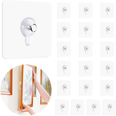 VESTURA Self Adhesive Sticker Hanger | No-Drill Plastic Wall Hooks Hook 20(Pack of 20)