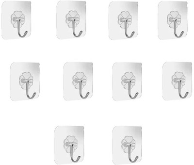 HouseOfCommon Wall Hanging Stickers Hook Adhesive Hooks Without Drill Hook 10(Pack of 10)
