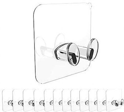 VCR ENTERPRISE Power Plugs Socket Holder | Wall Mounted Transparent Sticker Plug Hook Hook 10(Pack of 10)