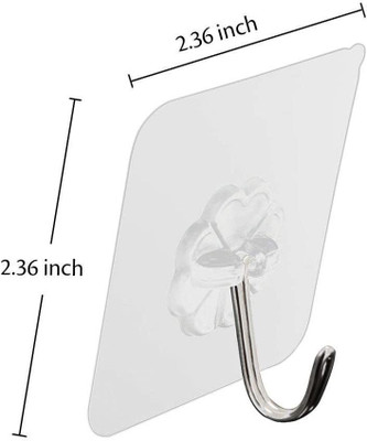 Shreejee 5 cm Set of 10 Wall Hooks Heavy Duty Hooks for Hanging 10KG Magic Stickers Hooks Self Adhesive Sticker(Pack of 10)