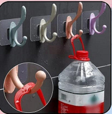 mapperz Plastic Dual Self Adhesive Mount Waterproof Holder for Clothes (Pack of 8) Hook 8(Pack of 1)