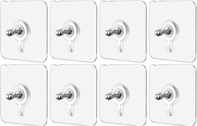 JAY RAMDEV SELLER Adhesive Nails Wall Poster Non-Trace Stick Wall Hook Hook 8(Pack of 8)
