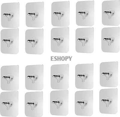 HOKLER Nail Free Wall Screw Self-Adhesive Non-Trace No Drilling Bathroom Installation Hook 20(Pack of 20)