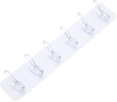 PAVITYAKSH Wall Hanger Hooks for Hanging Clothes Home Kitchen Bathroom Door Organizers Hook Rail 6(Pack of 1)