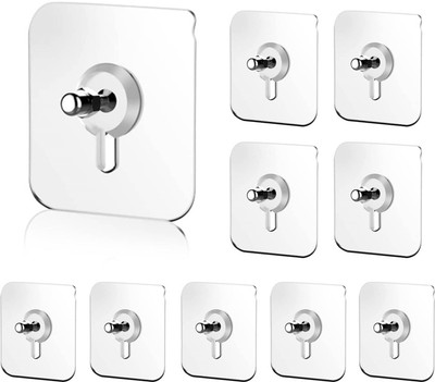 E-ECL Nail Free Wall Hook Screw Adhesive Non-Trace No Drilling Bathroom Hook 8(Pack of 8)