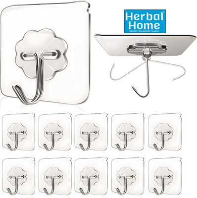 Herbal Home Wall Hanging Hooks,Self Adhesive Hooks for Wall Strong Nail,Stainless Steel Hook 1(Pack of 1)
