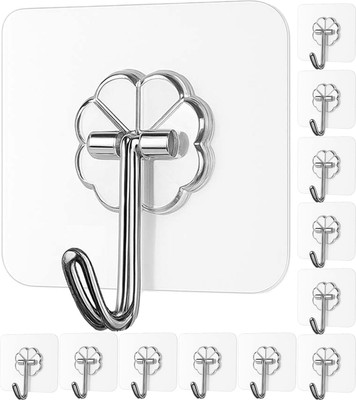 TerraToss Adhesive Wall Hooks [10 Pcs] | Wall Hooks For Hanging Hooks For Wall Heavy Items Hook 10(Pack of 1)