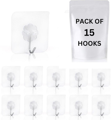 Praaj Heavy Duty Self-Adhesive Wall Hooks for hanging kitchen tools, Keys, Calendar Hook 15(Pack of 15)