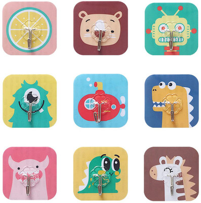 LILA ENTERPRISE Square Mix Print Self Adhesive Hook [pack of 9] Hook 9(Pack of 9)
