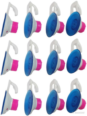 S Mark Smark Grand Looking Imported one Pack of 12 Pcs White Glass Hooks Vacuum Wall Sucker Hooks for Glass Mirror Window Tile Wall Bathroom Kitchen(Multicolor) 12pcz Hook 12(Pack of 12)