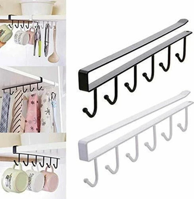 VAKRA 6 Hooks Multi-Functional Kitchen Utensil Rack Hanging Under Cabinet Holder (2) Hook 6(Pack of 2)