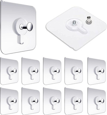 ABINKO Self Adhesive Wall for Hanging Photo Frame , Home and Bathroom bear up to 8 kg Hook 15(Pack of 12)