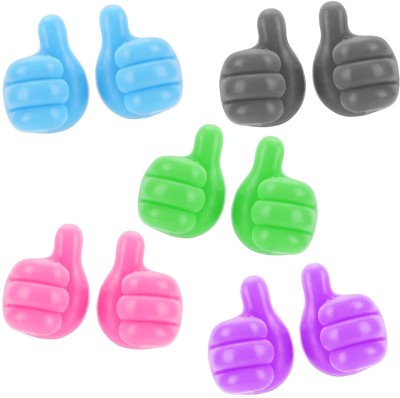 BOLDIN Silicon Thumb Holder Hooks Multicolor Adhesive Cable Clips Organizer Hook 10(Pack of 10)