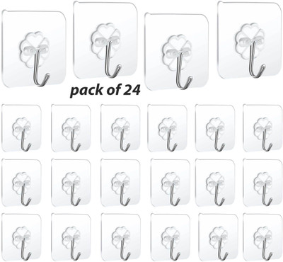 Handybee Hooks Kitchen Wall Hooks – (24) Packs Heavy Duty Nail Free Sticky Hangers Hook 24(Pack of 24)