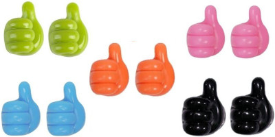 ELITSA Thumb up wall Hooks Adhesive Silicone Cable Clips Wire Organizer Key Hanger Hook 10(Pack of 10)