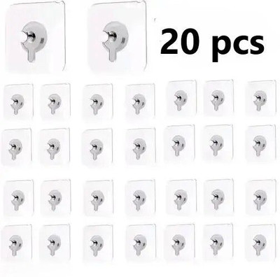 khodal Strong Adhesive Photo Frame Wall Hooks Sticky Hanger Holder for Home Hook 20(Pack of 20)