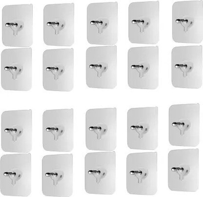 ABAJ Self Wall Screw Hooks, FreeWall Hook, Transparent No Drill Waterproof Hook 20(Pack of 20)