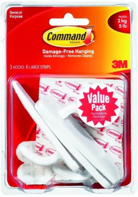 Command Large Plastic Utility Hook Hook 3(Pack of 3)