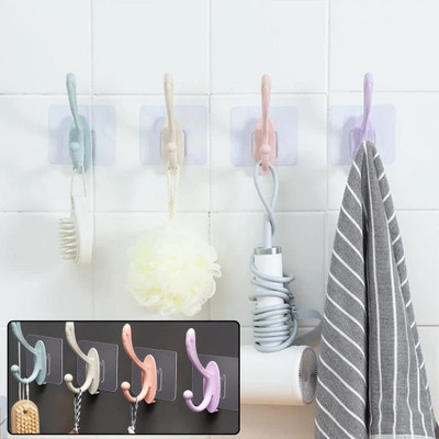 mapperz Plastic Dual Self Adhesive Mount Waterproof Holder for Clothes (Pack of 4) Hook 1(Pack of 4)