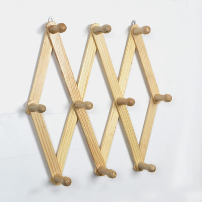 AMHSUS Wooden Bamboo Wall Mounted Adjustable Hanger for Clothes/Coats/Hats Wood Key Holder(10 Hooks, Brown, Beige)