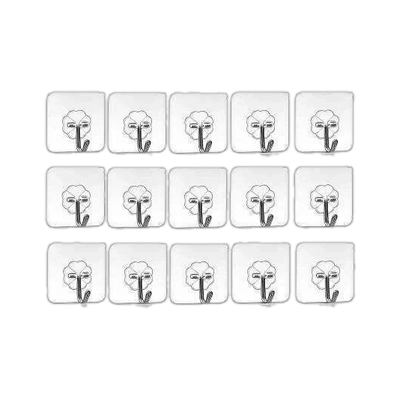 XBEY Durable Transparent Adhesive Wall Hooks - 15 Pack Hook 15(Pack of 15)